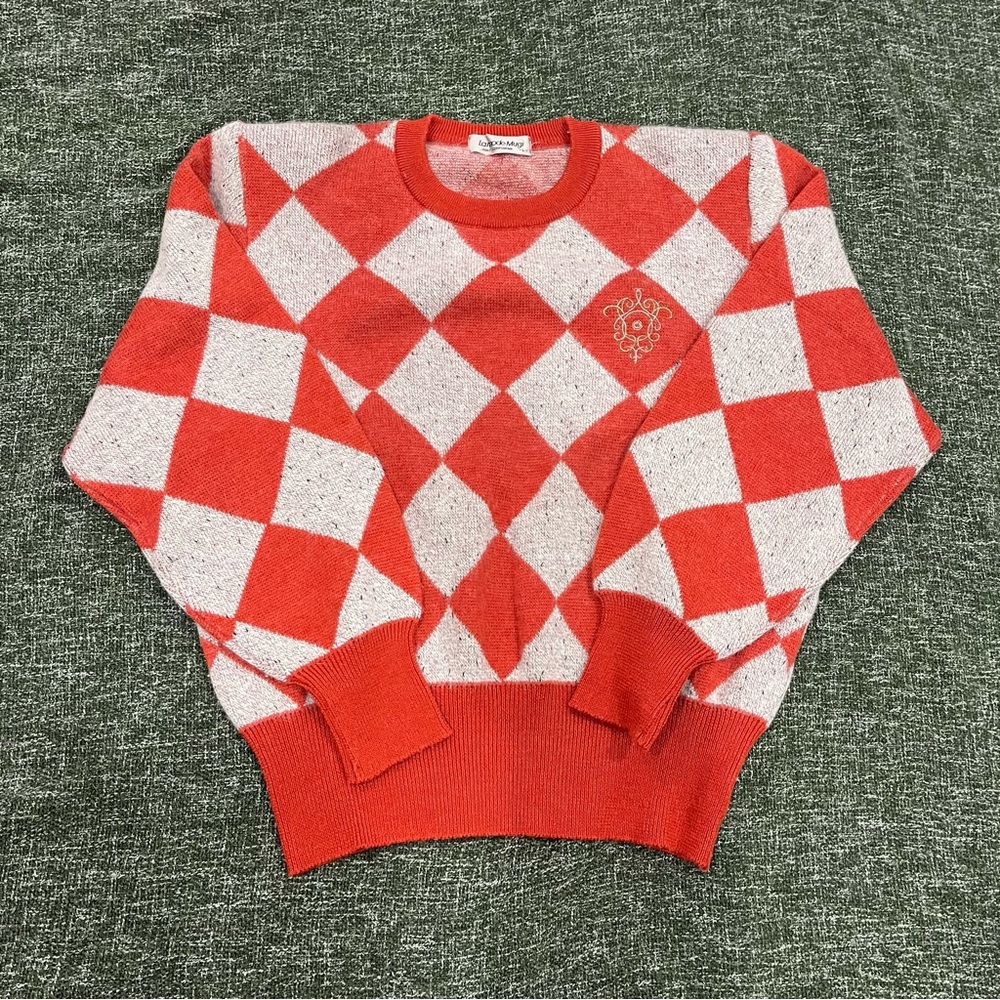 Red and White Argyle Sweater
